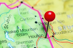 Houlton Pinned On A Map Of Maine, USA
