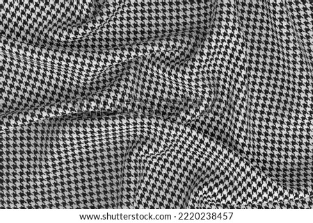 Houndstooth Pattern Fabric Texture In Black And White Color