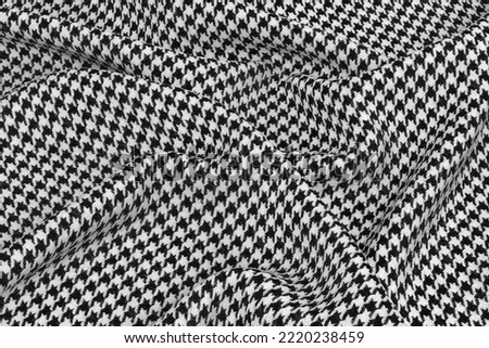 Houndstooth Pattern Fabric Texture In Black And White Color