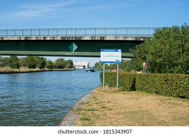 Houplin-Ancoisne France - 6 August 2020 -Bridge Over Canal De La Deule In Northern France