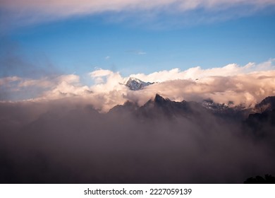 Hour Before The Sunset And After The Snow Storm, Incredible View Of Nature 