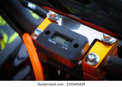 Hour Meter With Zero Mileage In An ATV Quad All Terrain Vehicle.