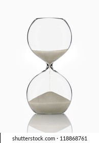 Hourglass, Glass Sand On White Background