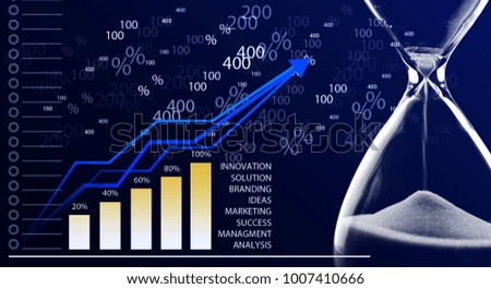 Hourglass and graph and chart