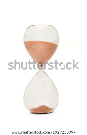 Hourglass isolated on white background. Time. Business. Time Running Out                              