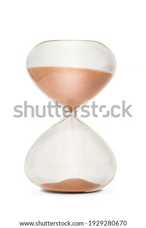 Hourglass isolated on white background. Time. Business. Time Running Out                              