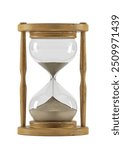 Hourglass on white background, Wooden sandglass isolated , Wooden hourglass isolated