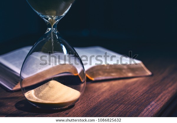 Hourglass Open Bible Symbolizing End Times Stock Photo Edit Now