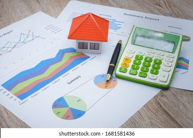 House above the graph or chart Additional economic concepts for high profits for business investment and financial funds.