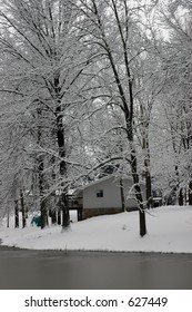 House after snowfall