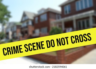 House And Barrier Tape Crime Scene Police Line