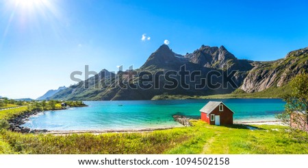 House, Beach, Trollfjord, Lofoten, Norway 