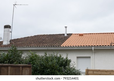 House Before And After Dirty Roof Facade Wash