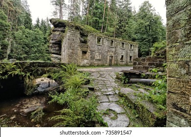 House Of The Broken Mill By The Small Foot Bridge In The Middle Of Fern