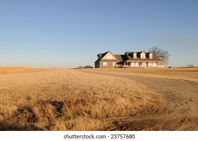 House And Brown Fields Near Sequoyah, Oklahoma