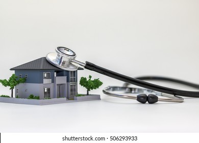 House Building And Stethoscope, Home Inspection Concept