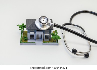 House Building And Stethoscope, Home Inspection Concept