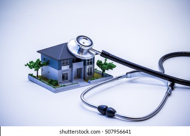 House Building And Stethoscope, Home Inspection Concept