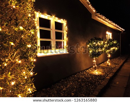 House with Christmas light decorations