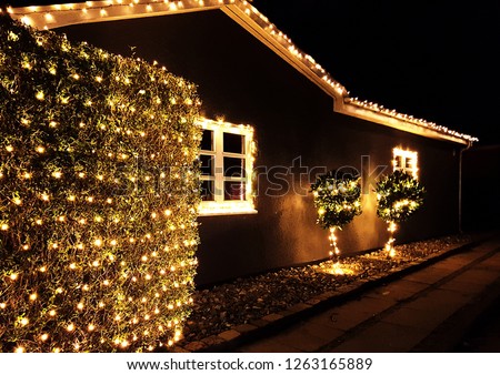 House with Christmas light decorations