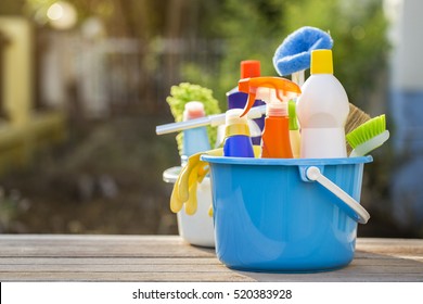 House Cleaning Product On The Table, Outdoor