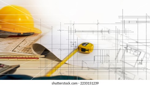 house construction drawing Construction business uses architects and interior design. House plans, construction business and real estate - Shutterstock ID 2233151239