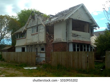 House Destroyed After The Earthquake In Christchurch, New Zealand