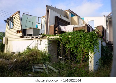 House Destroyed By A Cyclone In Tropical North Queensland, Australia And Waiting To Be Demolished.