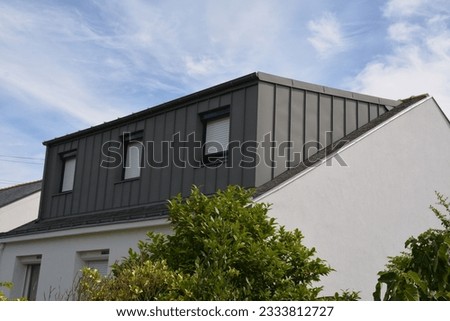 House elevation - Zinc façade cladding - Slate roof