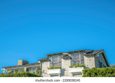 House Exterior At Del Mar Southern California Against Bright And Clear Blue Sky