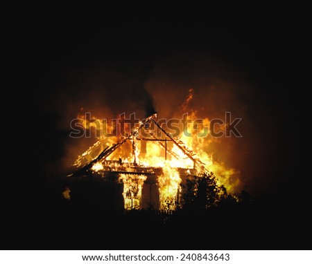 House fire in the night