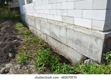 House Foundation Without Any Waterproofing, Damp Proofing And Insulation. Bad Example In House Construction And Insulation.