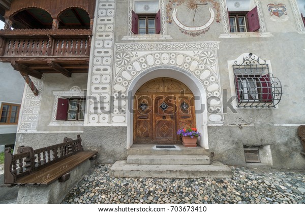House Front Entrance Fresco Wooden Door Stock Photo Edit Now