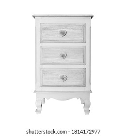 House Furniture - Vintage Small Commode Isolated White Background.