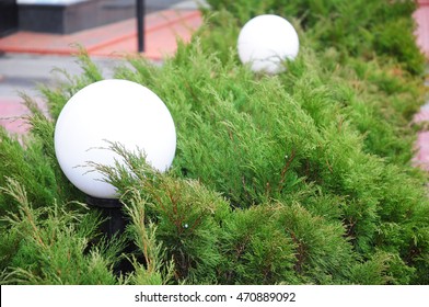 House Garden Glowing Spheres Light. Exterior House Lighting. Outdoor Lighting & Exterior Light Fixtures.