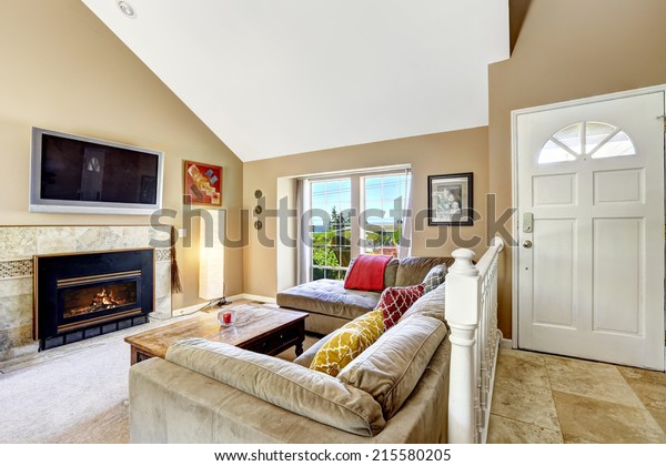 House Interior High Vaulted Ceiling Living Stock Photo Edit