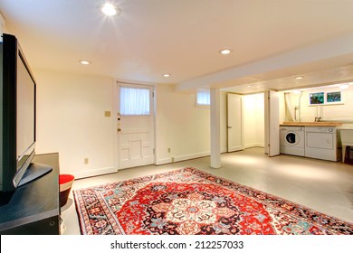 House Interior. Ideas For Basement Room With Laundry Area