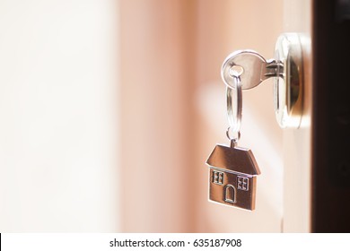 House key in the door