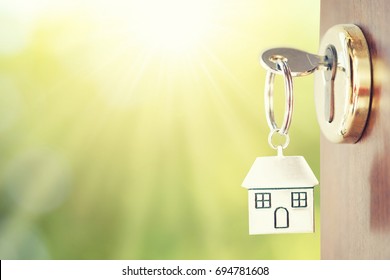 House key in the door