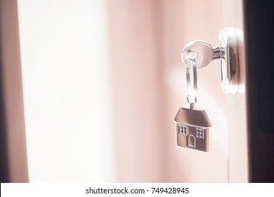 House key in the door