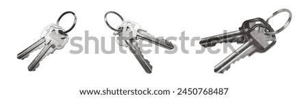 House Key Set of Different Angles Isolated on a White Background.