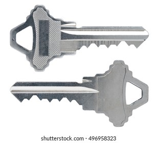 House Keys Front And Back Isolated On White Background