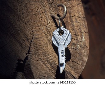 House Keys Hang On A Hook. Vintage Style Photo.