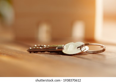 House Keys On Wooden Table Close Up