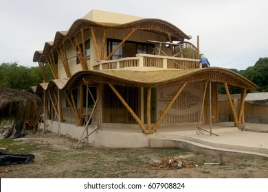 A house made from a bamboo.