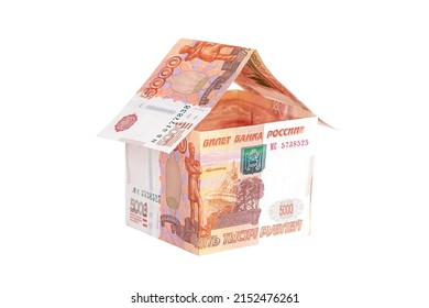 A house made of rubles, isolated on a white background