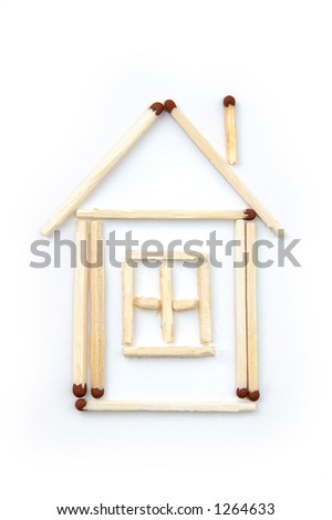 house from matches pattern isolated on white paper