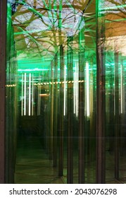 House Of Mirrors, Glass Maze On An Amusement Funfair, Abstract Concept For Finding The Way Out