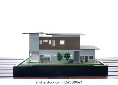 House Mockup Model Presented On Wood Stock Photo Edit Now 1595389696