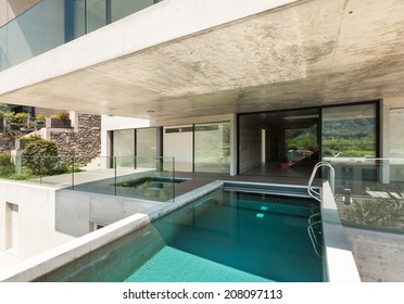 House,  modern architecture, swimming pool, outdoor - Shutterstock ID 208097113